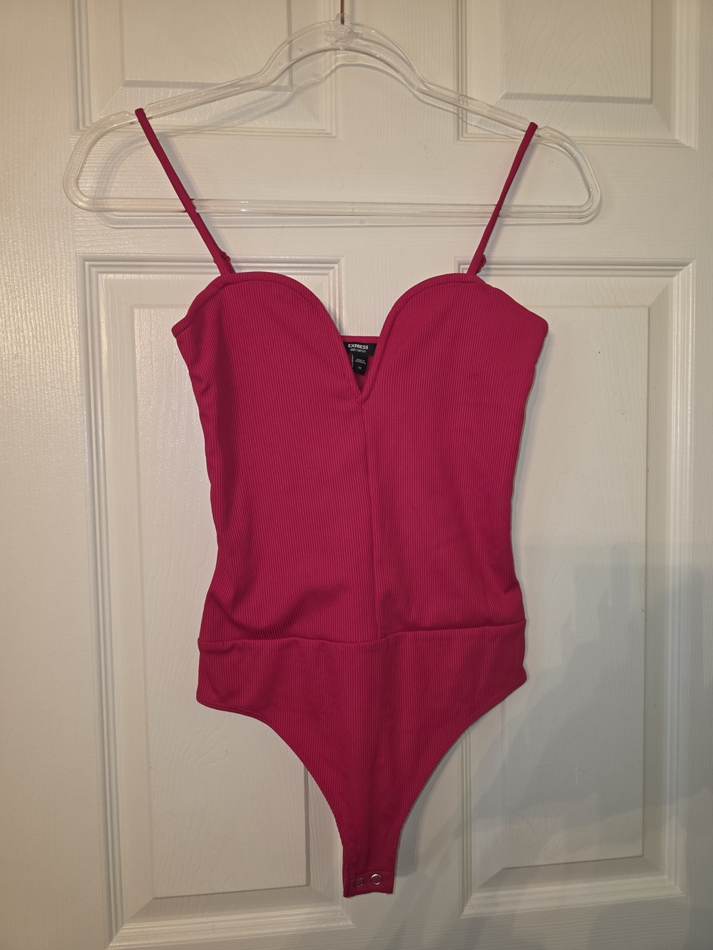 Express Hot Pink Ribbed One-Piece Bodysuit
